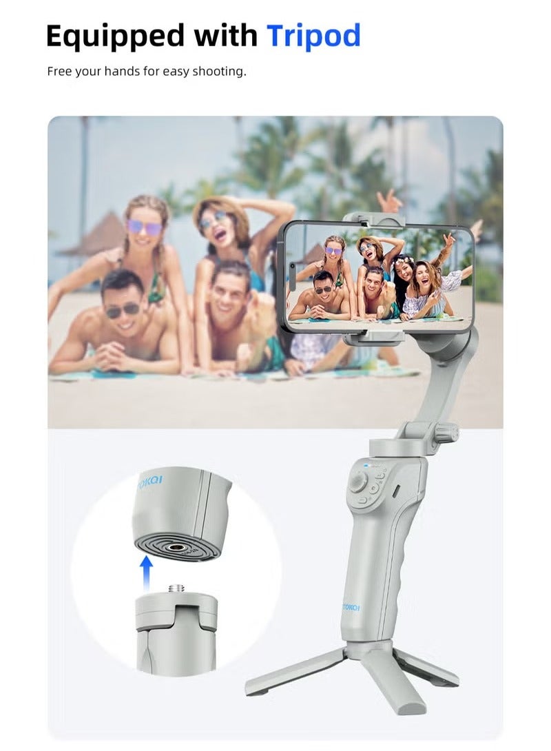 TOKQI Gimbal Stabilizer for Smartphones, 3-axis Phone Gimbal for Android & iPhone, Phone Stabilizer for Video Recording with Face/Object Tracking - Image 3